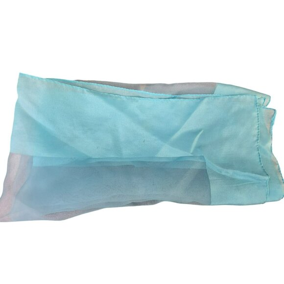 Vintage Lightweight Sheer Turquoise Blue & Yellow Scarves Set HS199 - Picture 6 of 7